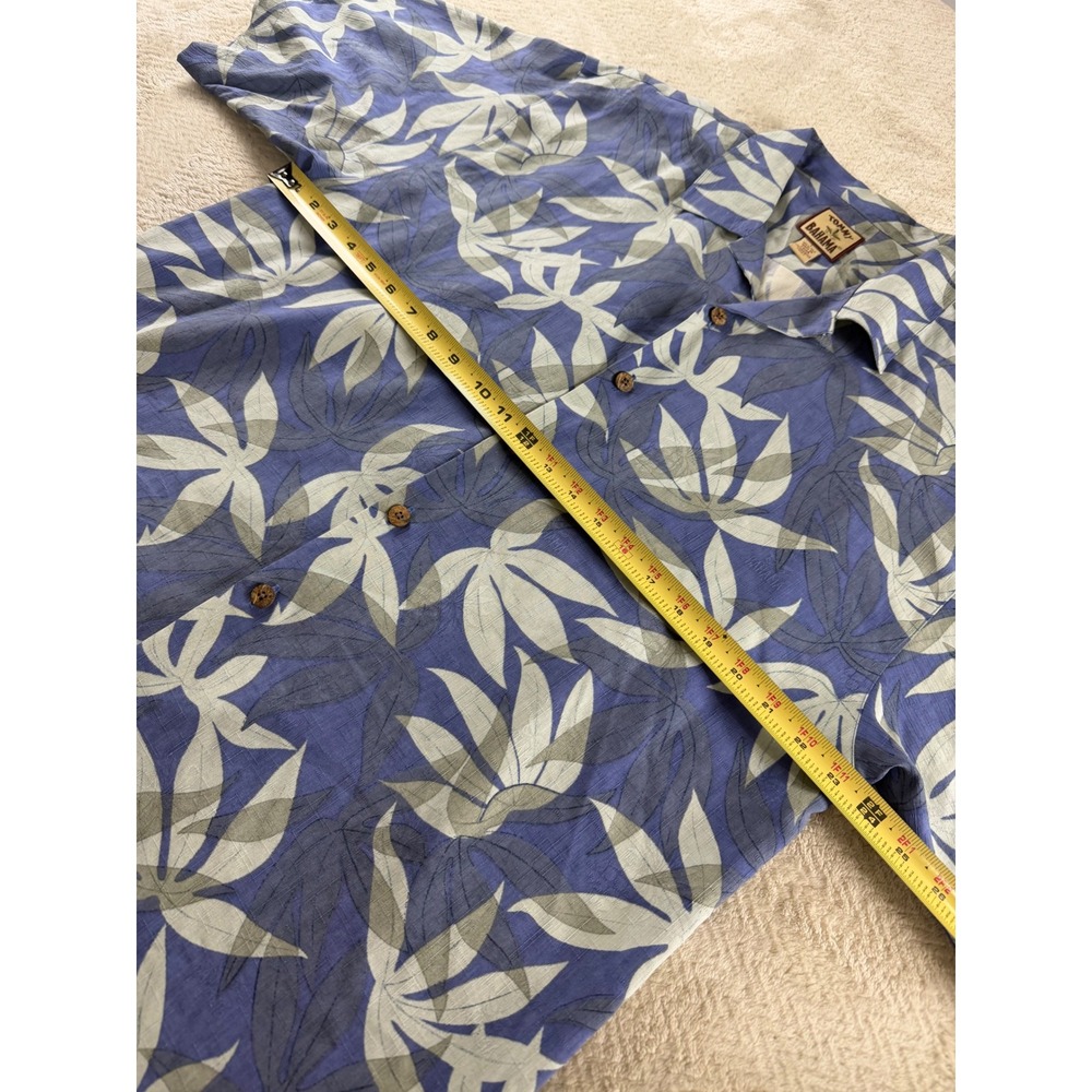 Tommy Bahama Mens Large 100% Silk Blue Green Leaf Print Camp Shirt Tropical L - Picture 7 of 16
